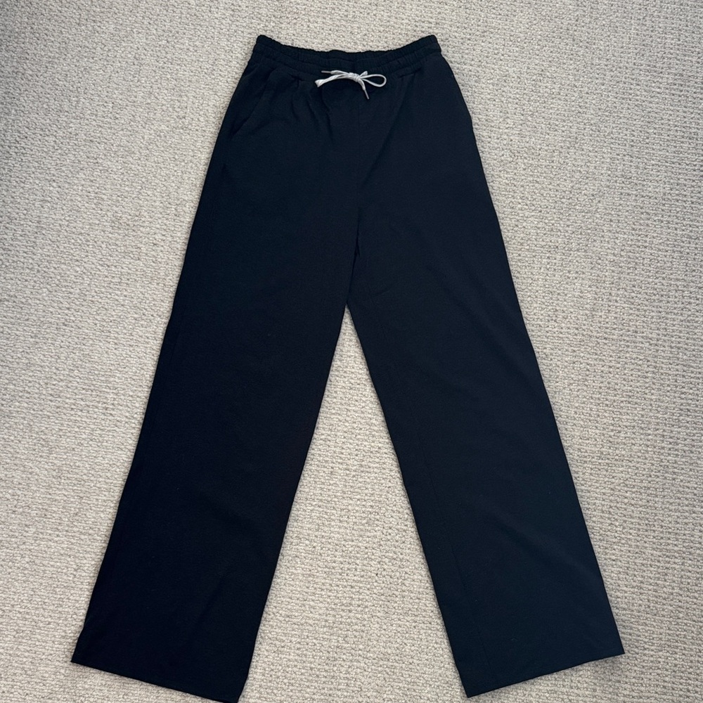 Vuori Tall Black Wide-Leg Pants with Drawstring